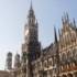 View of the Neues Rathaus and the towers of the Frauenkirche in Munich.