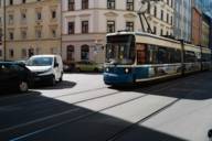 The streetcar on a sunny day in Munich
