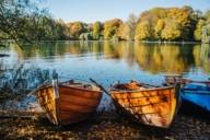 Two rowboats at the Kleinhesseloher See in Munich