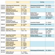 A chart with dates of available Wiesntisch places.