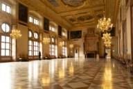 The magnificent Imperial Hall in the Residence with chandeliers and ceiling paintings