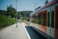 A suburban train at the stop in Steinebach in the Munich area